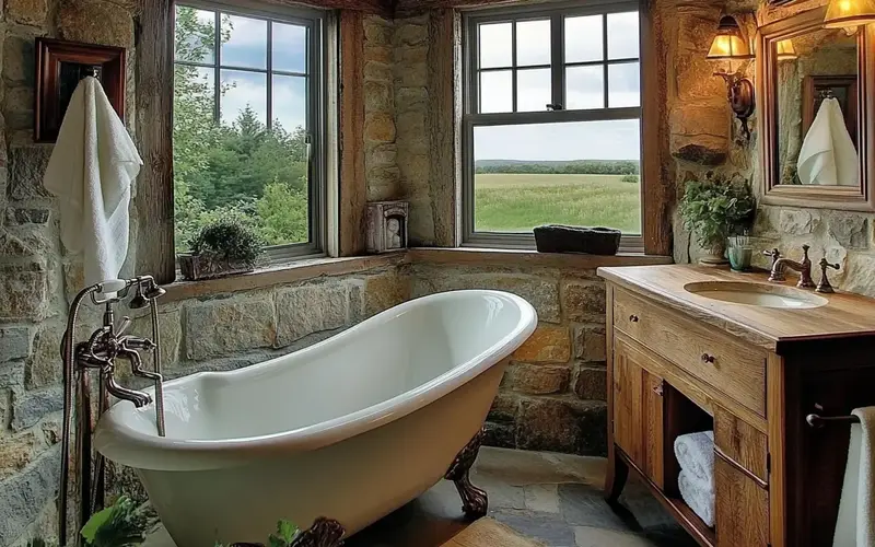 Stone and Wood (Irish Inspired Bathroom): 