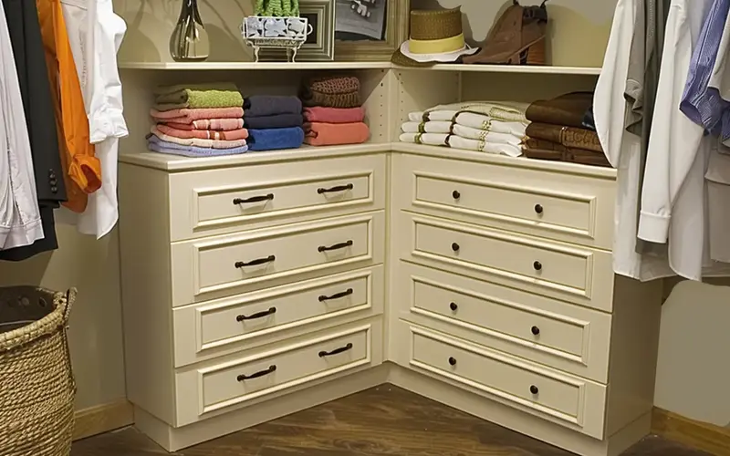 Corner Drawers with Angled Fronts: 