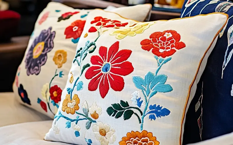 Hand-Embroidered Cushions (Living Room):