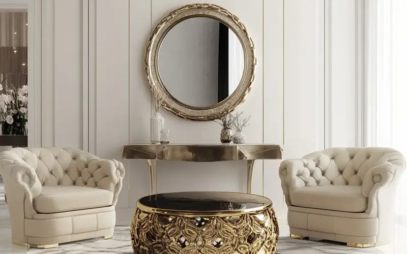 Living Room: Filigree-Detailed Furniture: