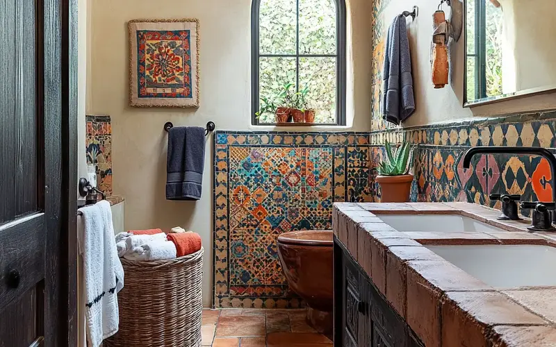 Mid-Century Inspired Bathroom: Mediterranean Escape: