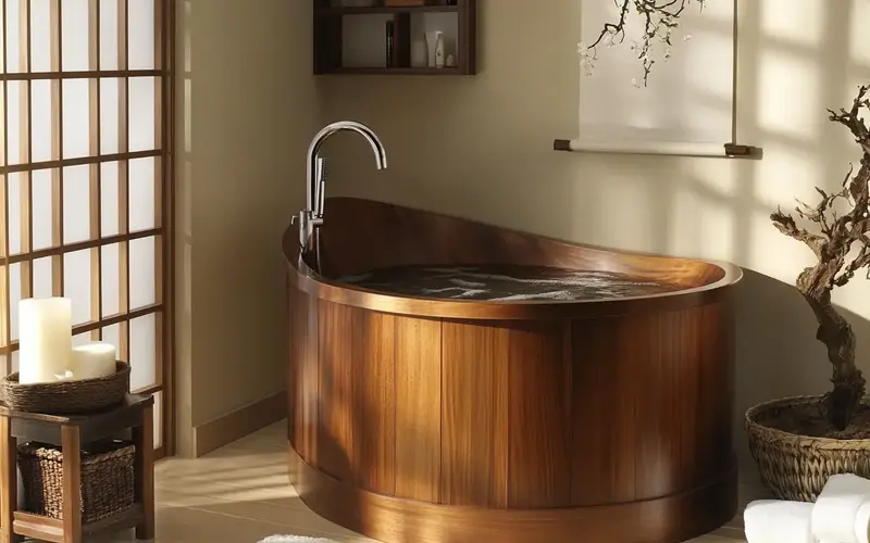 Ofuro Soaking Tub (Serene Japanese-Style Bathroom):