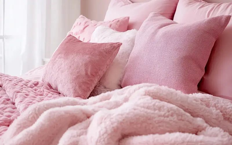 Pink Throw Pillows and Blankets: