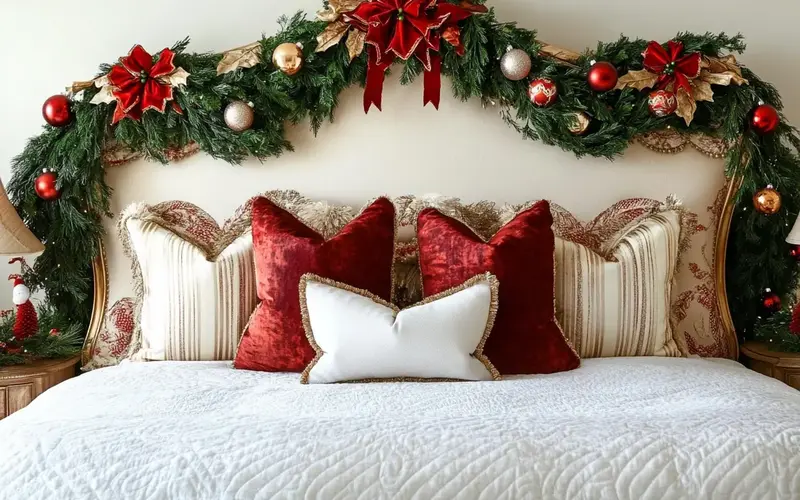 Garland-Draped Headboard: