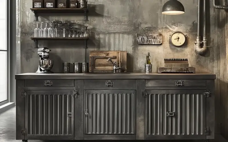 Industrial Chic Fluted Cabinet: