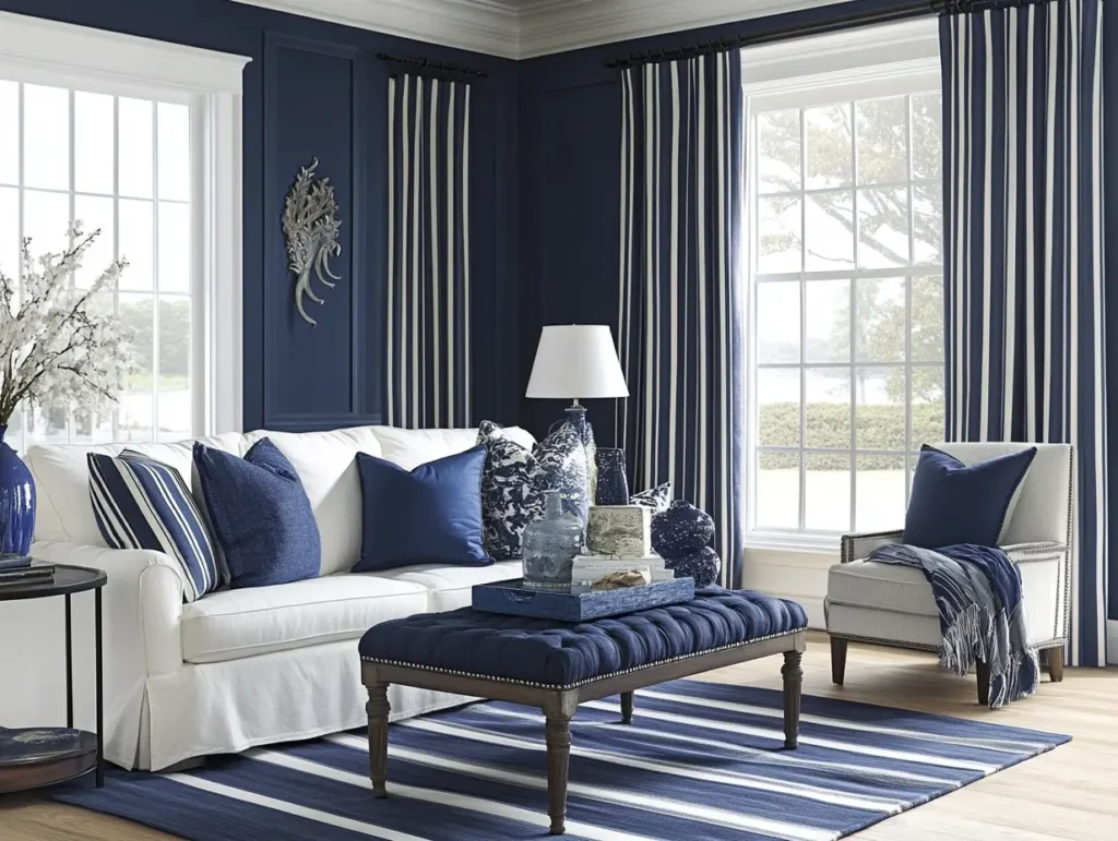 Navy Striped Curtains: Nautical Vibes: