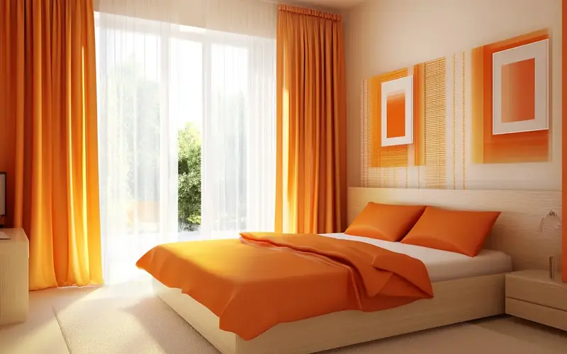 Orange Curtains or Blinds: