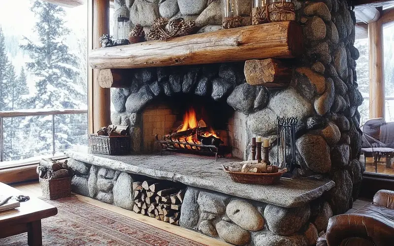 Stone Fireplace: