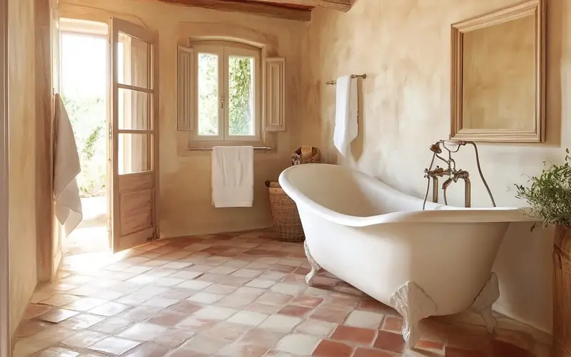 Bathroom: Terracotta Flooring: 