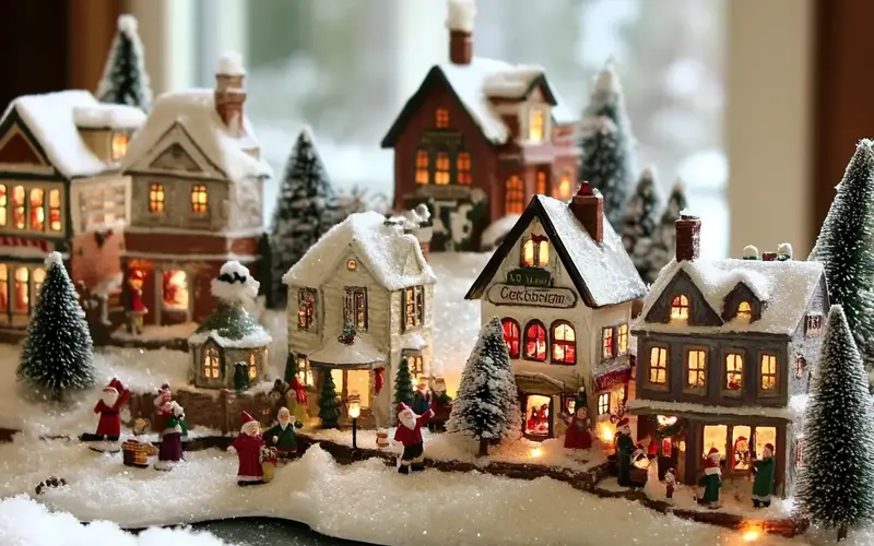 Miniature Christmas Village Display: