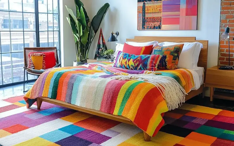 Multicolored Throw Rugs: