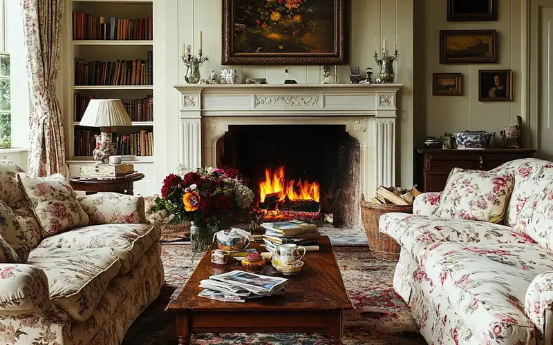 Mid-Century Inspired Living Room: English Country House: