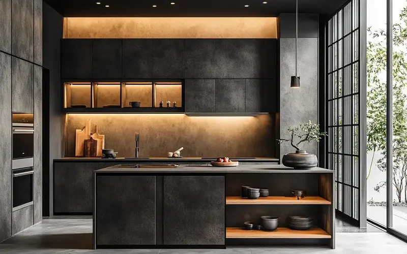 Hidden Appliances and Storage (Functional Japanese-Style Kitchen):