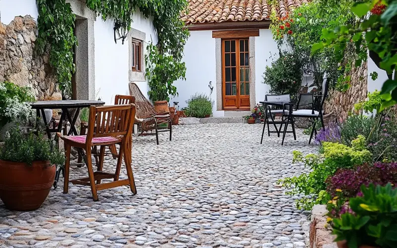 Outdoor: Cobblestone Patio: 