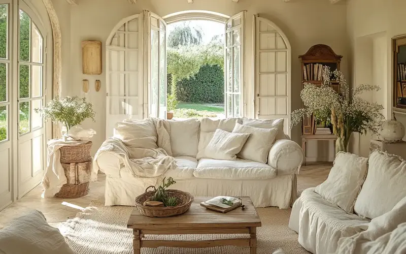 Overstuffed Sofa and Armchairs (French-inspired Living Room):