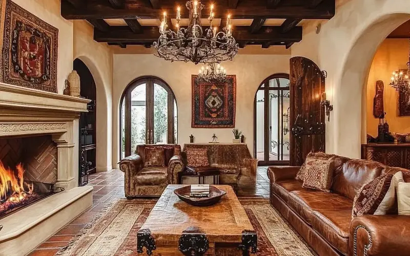 Spanish-Style Hacienda Living Room: