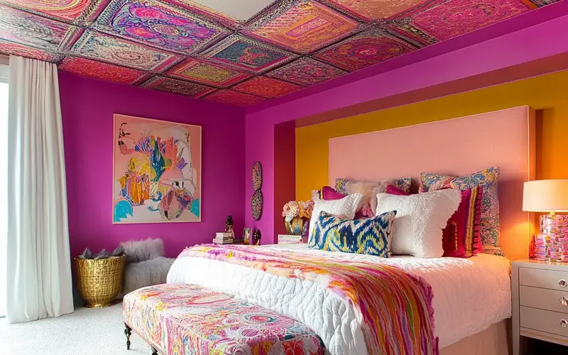 Vibrant Ceiling Treatment: