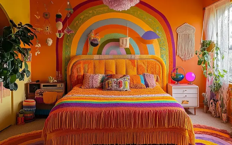 Totally Awesome 70s Bedroom Decor Ideas: Ah, the 70s! It was an era of bell bottoms, disco fever, and a whole lot of groovy vibes. The iconic 70s aesthetic, with its bold colors, funky patterns, and playful spirit, has significantly returned in interior design. From macrame wall hangings to lava lamps, there are countless ways to infuse your bedroom with that retro charm.