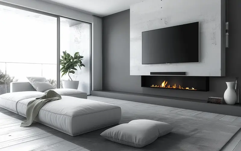 Floating Fireplace and TV: 