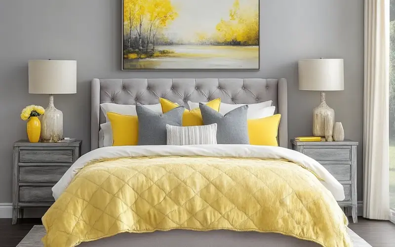 Grey Wall Art with Yellow Accents: