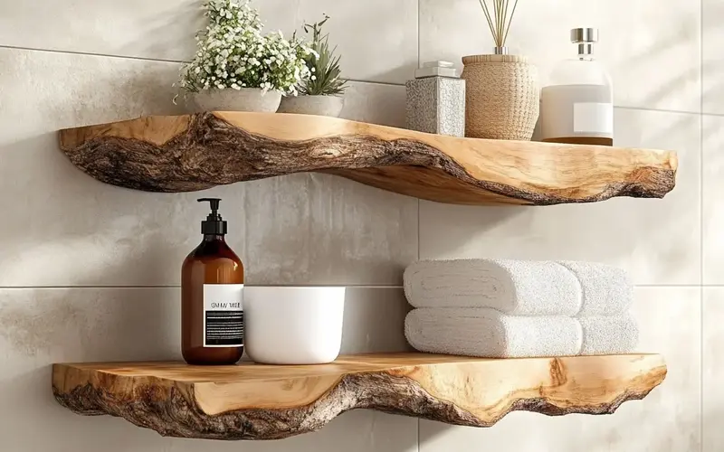 Live-Edge Shelves: 