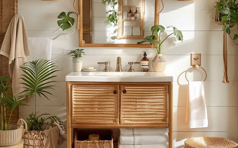 Natural Wood Vanities & Shelving: 