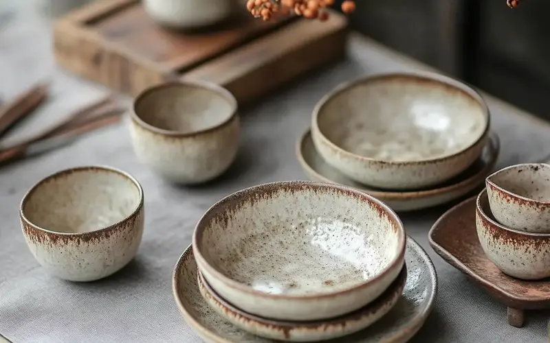 Earthy Ceramic Dishware (Functional Japanese-Style Kitchen):