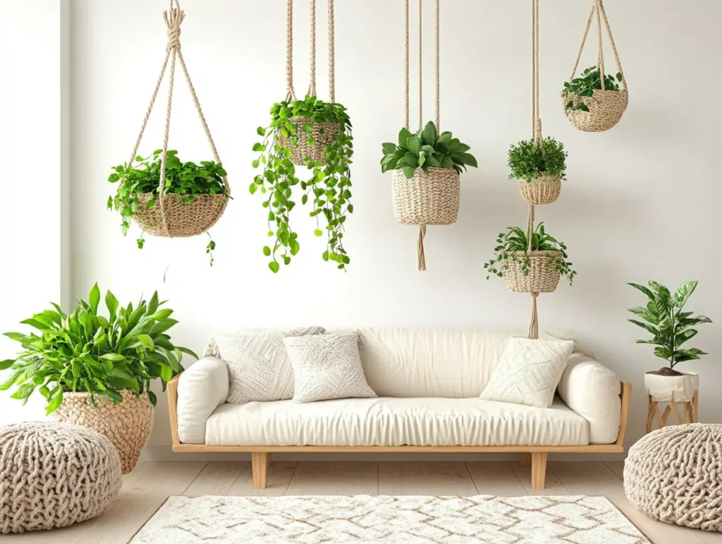 Hanging Plants at Varying Heights: