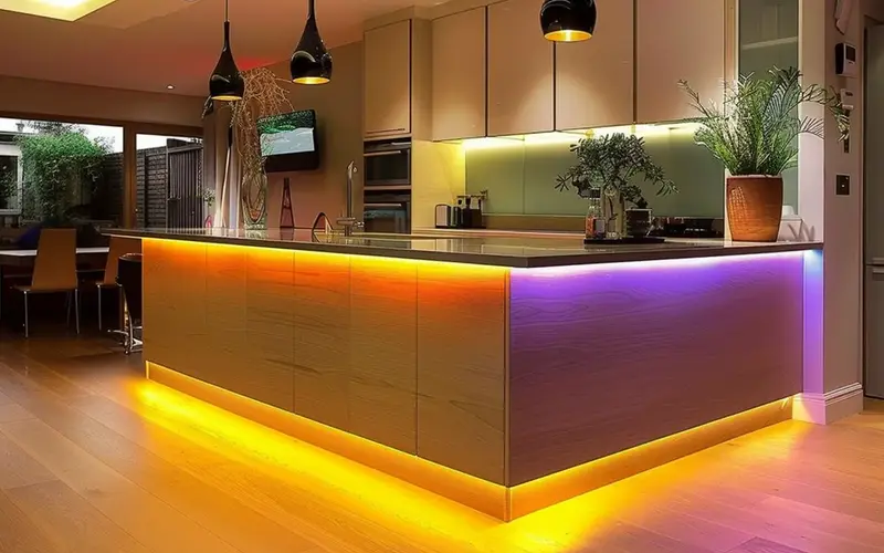 LED Strip Lights: Under-cabinet for task lighting and ambiance: