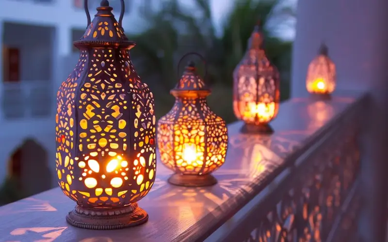 Moroccan Lantern Magic: Transport your senses to an exotic locale with the warm glow of Moroccan lanterns. The QDECOR Moroccan Candle Lantern, with its intricate patterns and flickering candlelight, sets a romantic and inviting ambiance.