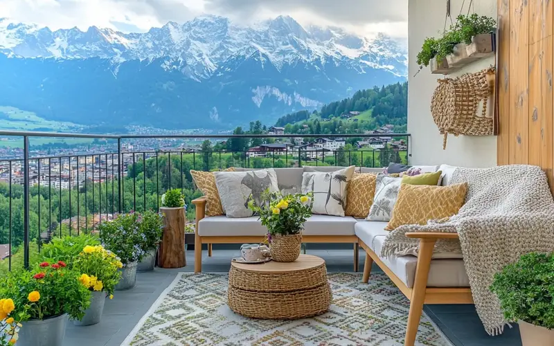 Mountain View Oasis (Swiss-Inspired Balcony):