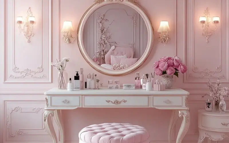 Pink Vanity or Dressing Table: