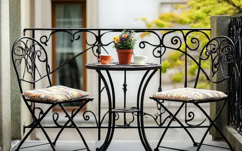 Wrought Iron Bistro Set (French-inspired Balcony):