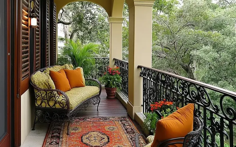 Wrought Iron Railings and Furniture (British-Inspired Balcony): 