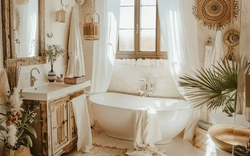 Boho Bathroom Decor Ideas: If you're anything like me, you crave a bathroom that feels like a personal spa retreat—a place to unwind and recharge. And that's where boho bathroom decor comes in. This free-spirited style is all about natural materials, global inspiration, and a carefree vibe, perfect for creating a light and airy oasis. So, grab a cup of tea, get comfy, and let's dive into some boho bathroom decor ideas that will transform your space into a haven of tranquility.