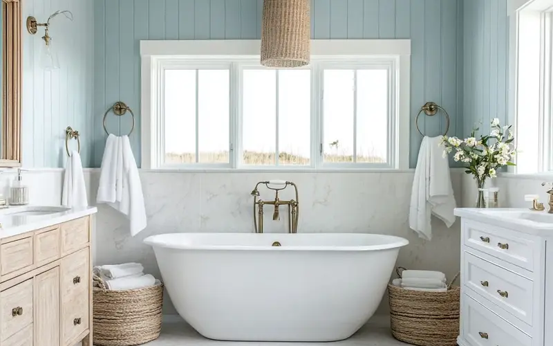 Coastal Bathroom Ideas for a Relaxing Beach Vibe: Ahoy there, beach lovers and bathroom renovators! If you're dreaming of a bathroom that transports you to sun-kissed shores and salty breezes, you're in for a treat. We're about to dive headfirst into a treasure trove of coastal bathroom ideas that'll transform your daily routine into a mini-vacation.