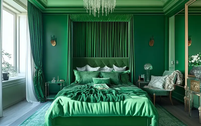 Emerald Green Accent Bedroom Ideas: Emerald green, reminiscent of lush forests and sparkling gems, has a unique interior design charm. It whispers sophistication, serenity, and a deep connection to nature. The beauty of emerald green is its versatility; it seamlessly integrates into various styles, from traditional to modern, adding a touch of timeless elegance.