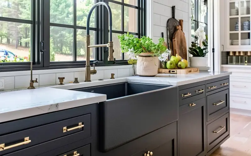 Ideas for Black Kitchen Sinks To Transform Your Kitchen: The kitchen is the heart of the home, and the sink is its unsung hero. It's where dishes get done, veggies get prepped, and messes get cleaned up. But why settle for a basic sink when you have a statement piece? Black kitchen sinks are having a major moment, and it's easy to see why. They're sleek sophisticated, and add a touch of drama to any kitchen style. So, whether you're a minimalist who loves clean lines or a maximalist who adores bold contrasts, there's a black sink out there that's perfect for you.