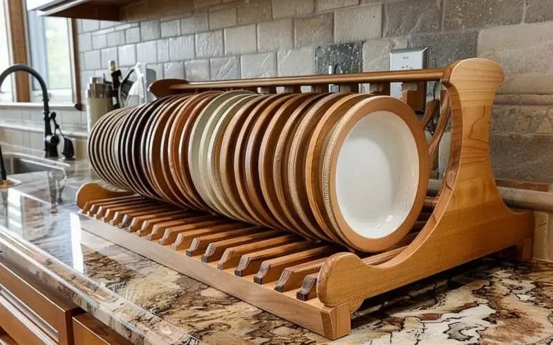 Stylish Wooden Dish Drying Rack for the Kitchen: Wooden dish racks have a timeless appeal that never goes out of style. They bring warmth and natural beauty to any kitchen, adding a touch of elegance and sophistication. Unlike their metal counterparts, wooden dish racks exude a sense of charm and character, complementing a wide range of kitchen styles.