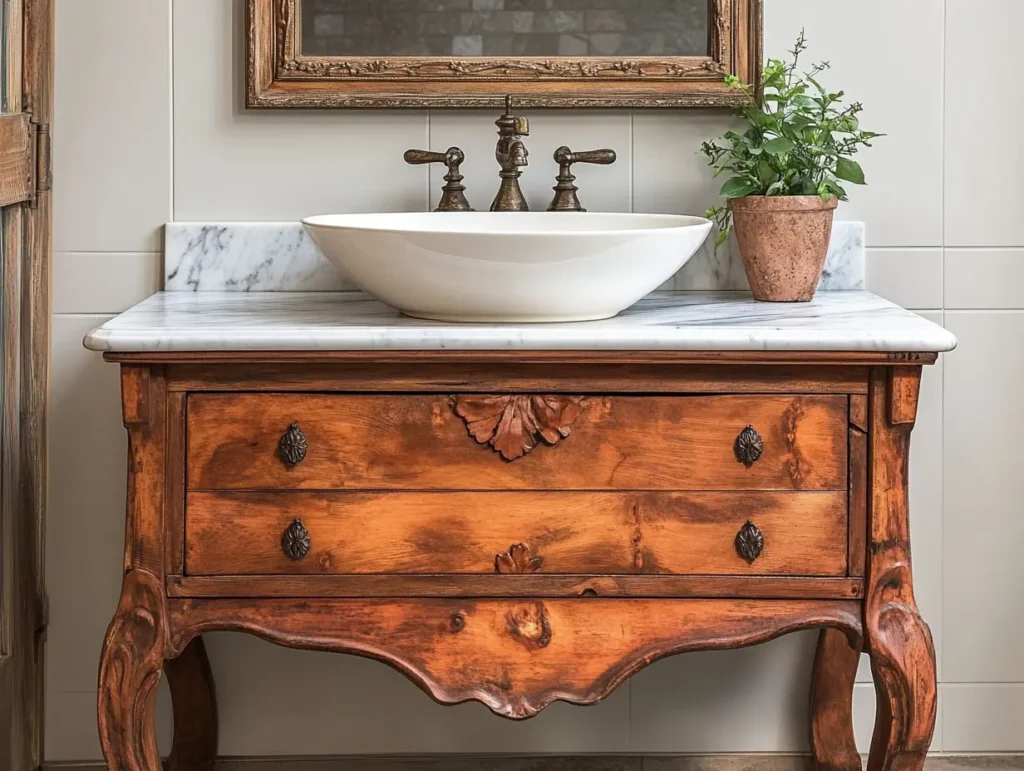 Vintage Vanity with a Modern Sink