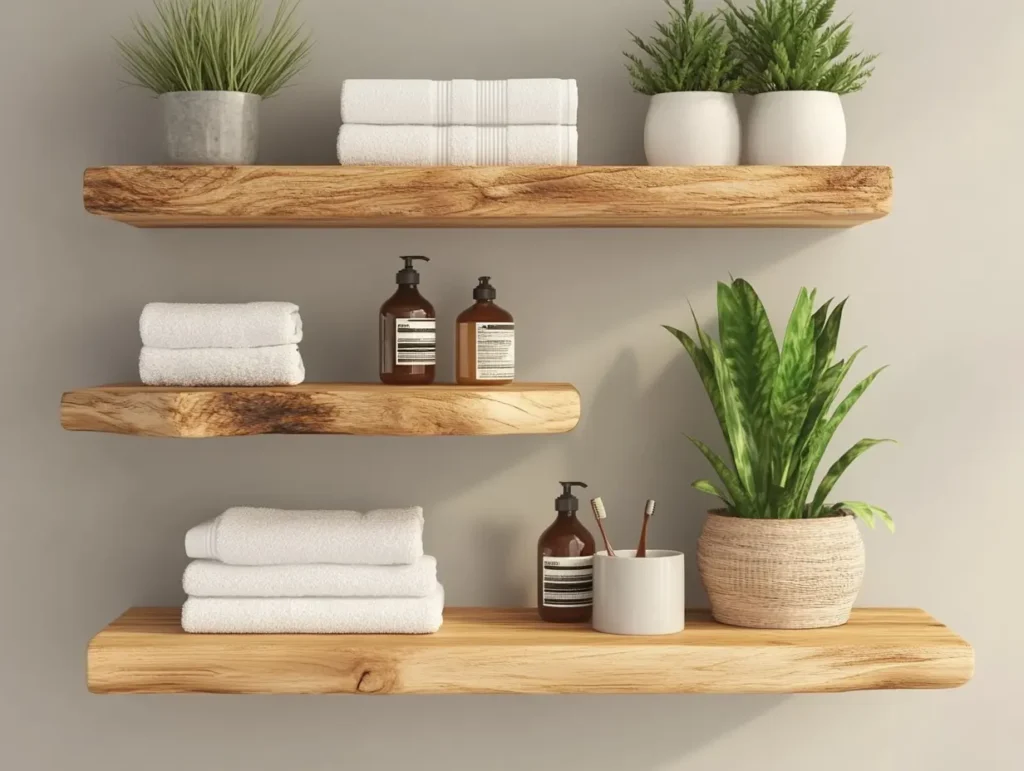 Wall-Mounted Wooden Shelves