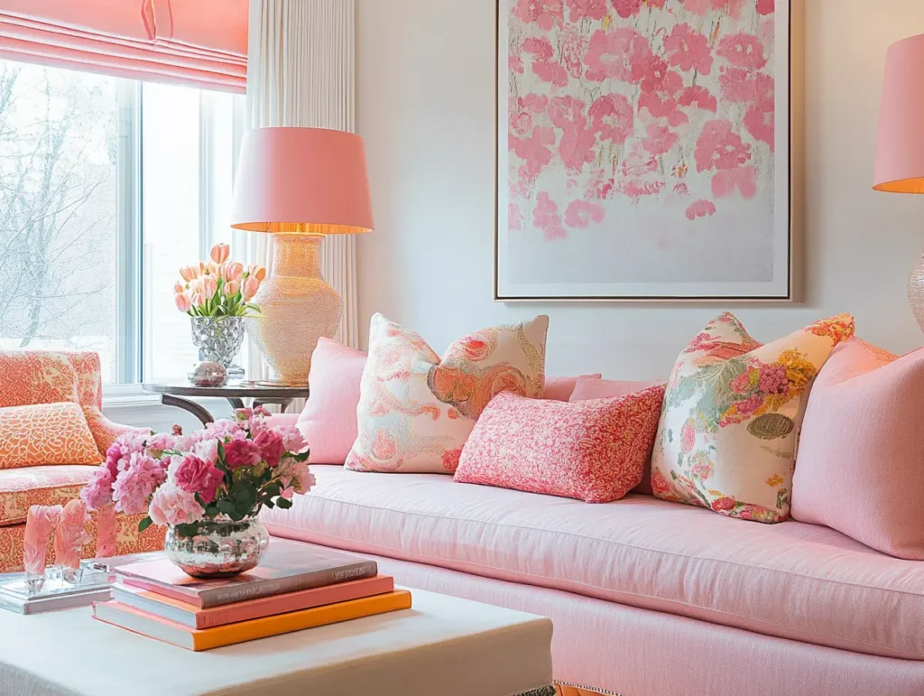 Pink Lampshades with Warm Lighting