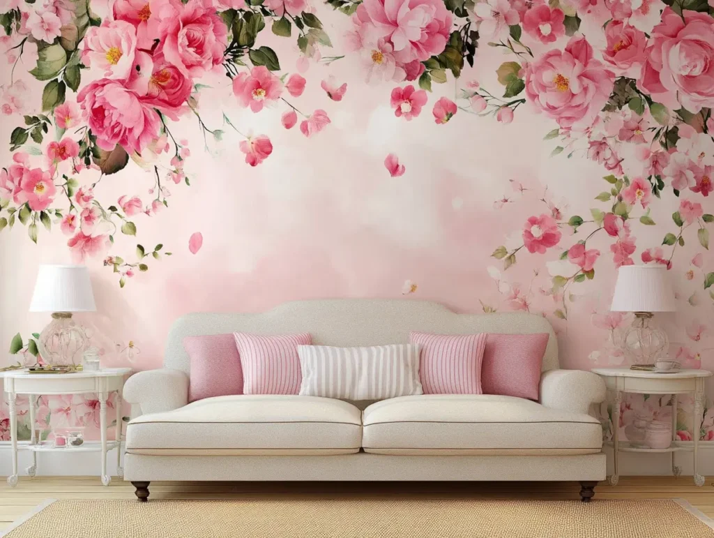 Floral Wallpaper with Pink Hues