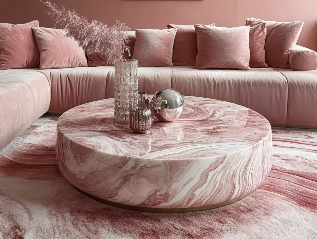 Pink Marble Coffee Table