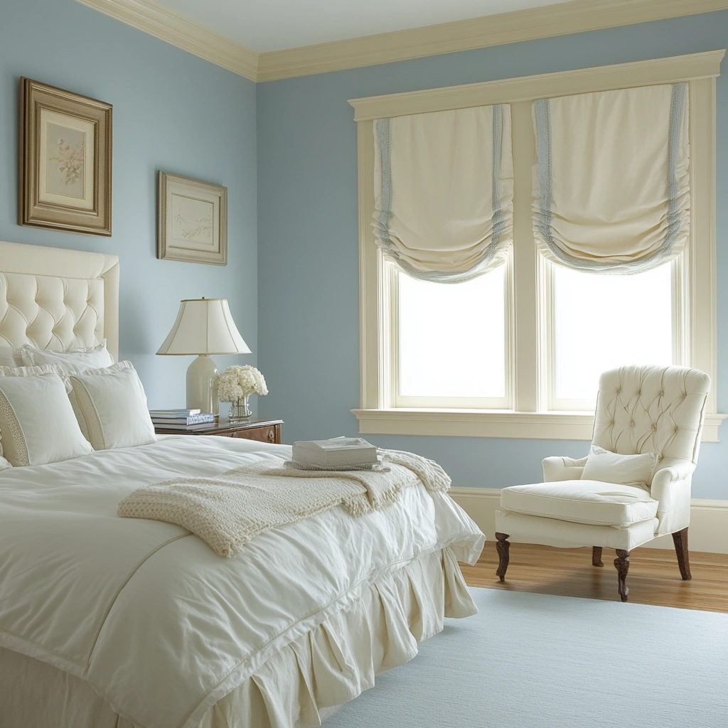 1 Soft Blue Walls with Cream Trim