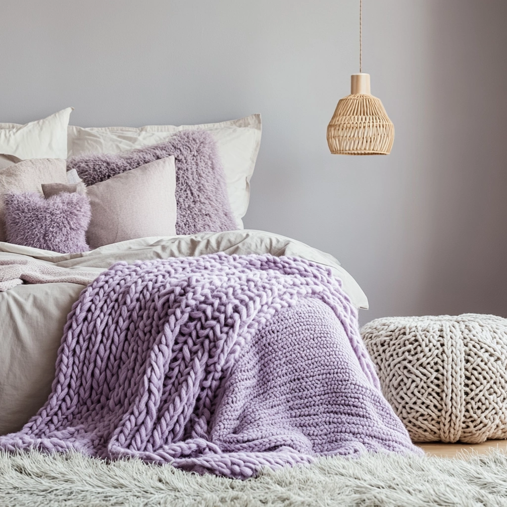 10 Add a Chunky Knit Lavender Throw