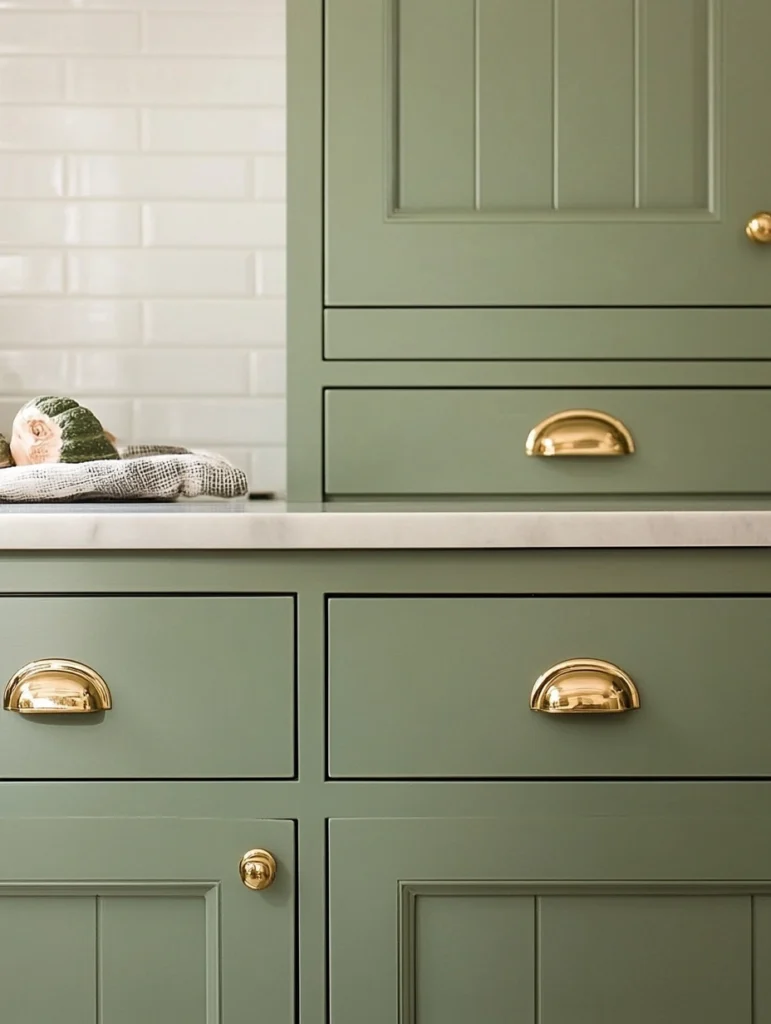 Sage Green with Brass or Gold Hardware