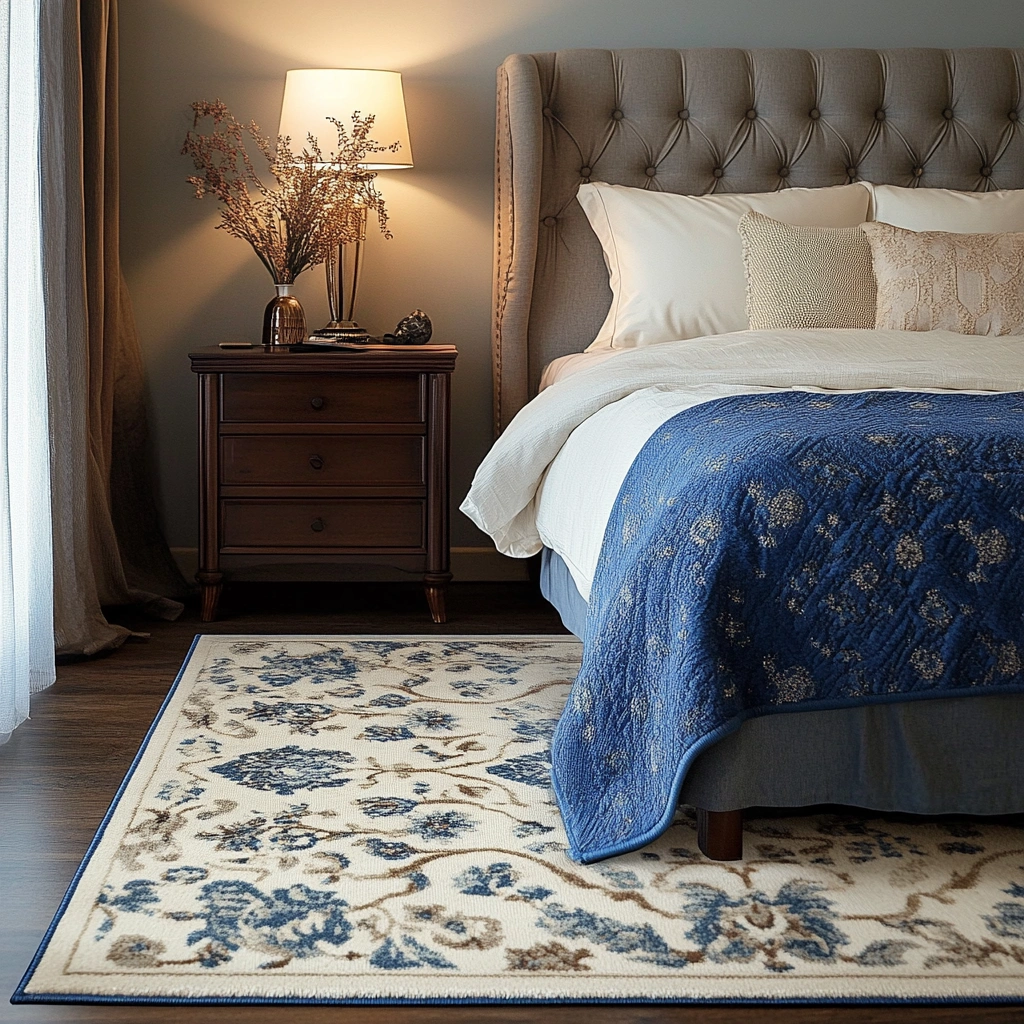 16 Blue and Cream Area Rug