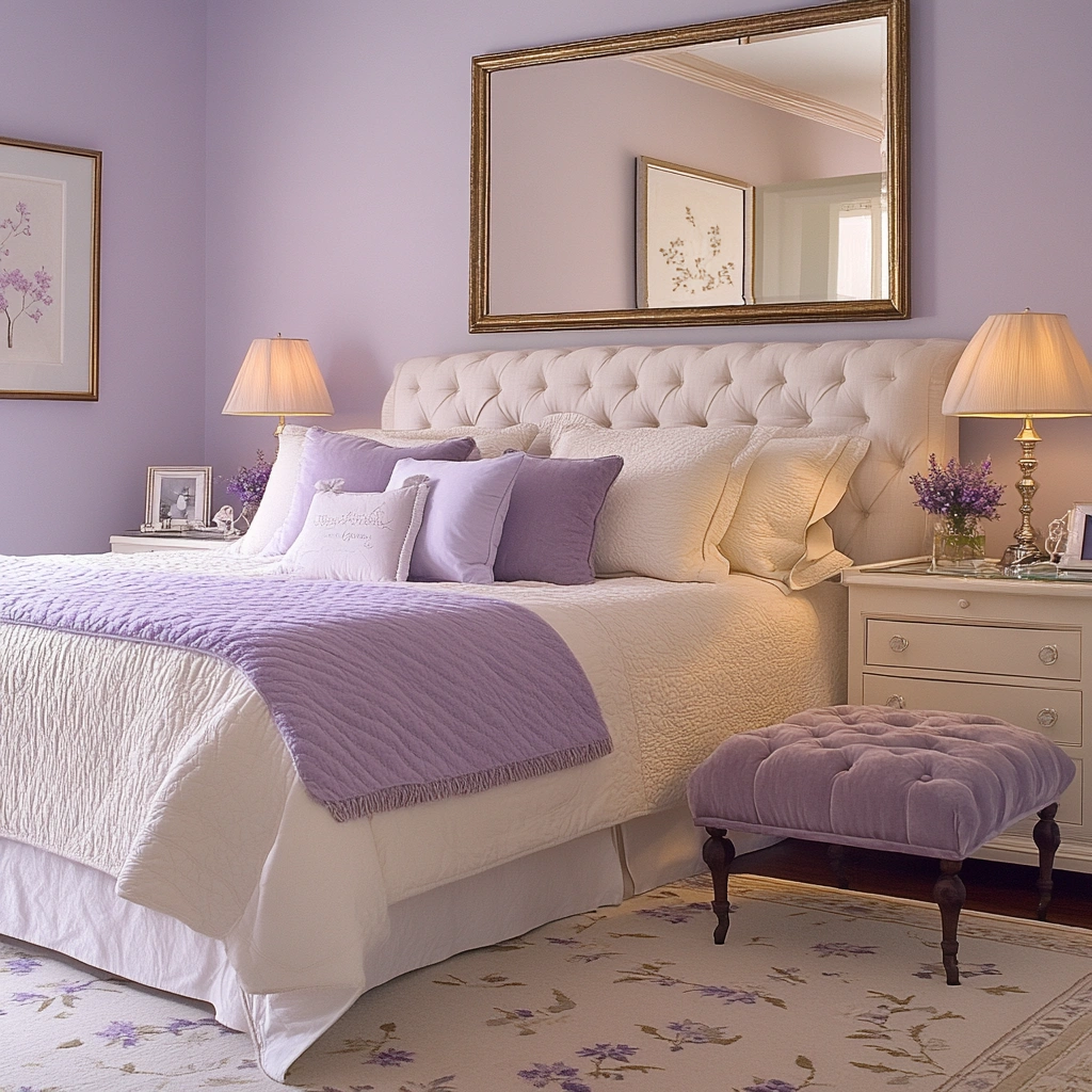 16 Choose a Neutral Rug with Subtle Lavender Accents