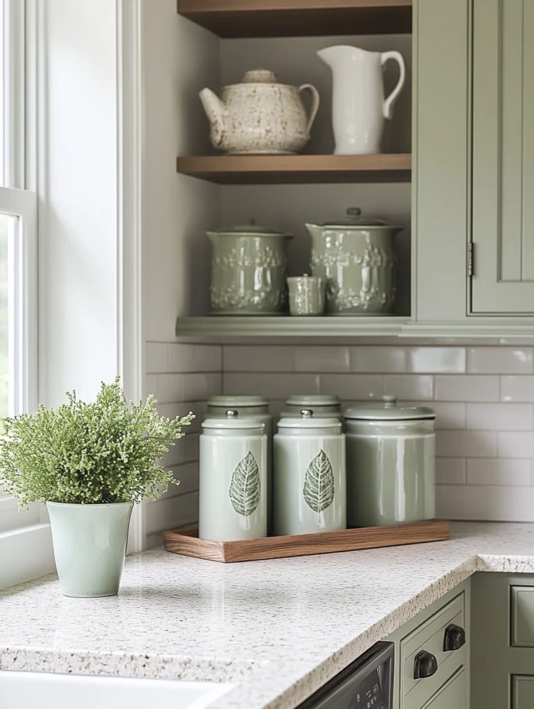 Adding Sage Green Through Decorative Accessories